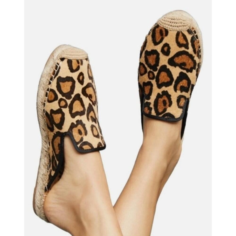 Womens Sam Edelman Kerry Leopard Calf Hair Espadrille Mule Size 8